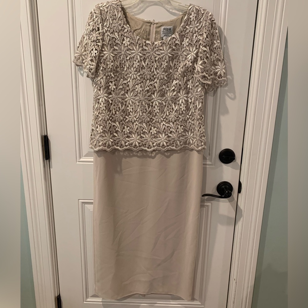 R&M Richards Tan Lace Dress